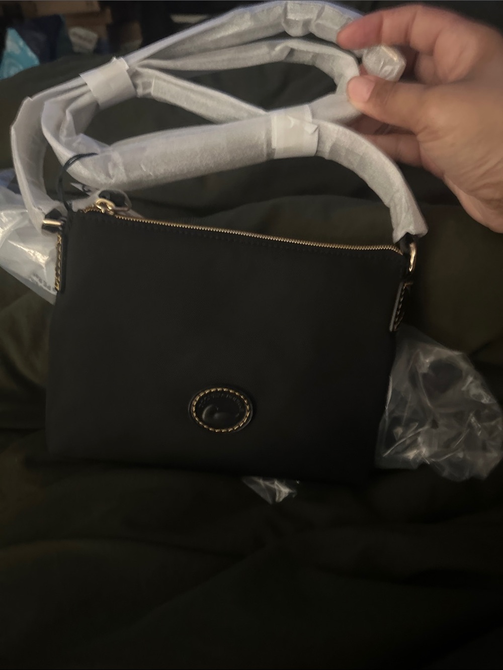 Dooney & Bourke Black Crossbody with Gold Hardware